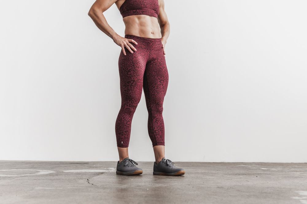 MID-RISE CROP (PLUSH HEATHER) - WINE LEOPARD