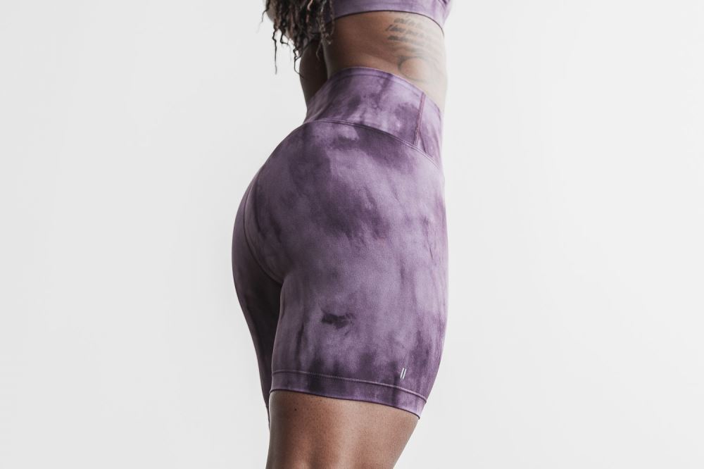 HIGH-RISE SHORT 6" (TIE-DYE) - NIGHTSHADE & PLUM TIE-DYE