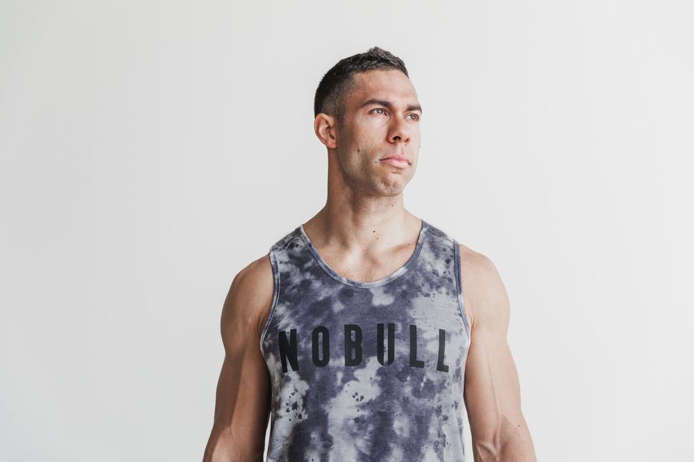 MEN\'S NOBULL TANK (TIE-DYE) - WHITE & BLACK TIE-DYE [no bull]